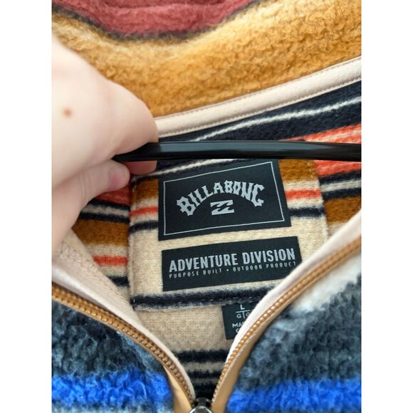 Like New Billabong Adventure Boundary Quarter Zip Fleece Pullover Stripe Size L - Picture 5 of 8
